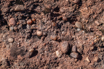 Chinle Formation, Shinarump Member. The Shinarump Conglomerate (coarse-grained sandstone and pebble conglomerate). gravel. Sliding House Overlook, Canyon de Chelly National Monument, Chinle, Arizona. 