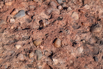 Chinle Formation, Shinarump Member. The Shinarump Conglomerate (coarse-grained sandstone and pebble conglomerate). gravel. Sliding House Overlook, Canyon de Chelly National Monument, Chinle, Arizona. 
