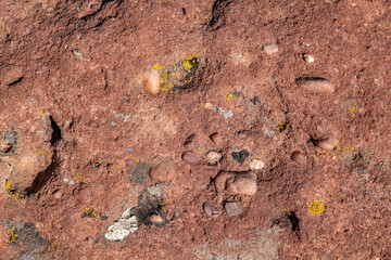 Chinle Formation, Shinarump Member. The Shinarump Conglomerate (coarse-grained sandstone and pebble conglomerate). gravel. Sliding House Overlook, Canyon de Chelly National Monument, Chinle, Arizona. 