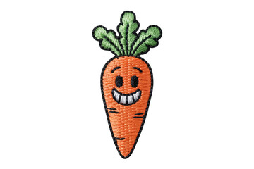 Happy orange carrot embroidered patch green