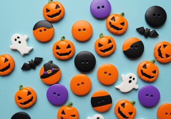 Obraz premium Spooky Cute Buttons in Halloween Colors