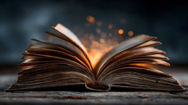 Open Book with Curled Pages: A Captivating Close-Up of Knowledge, Storytelling, and the Beauty of Literature.