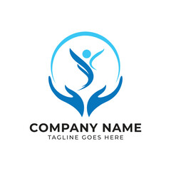 Symbolic Logo Featuring Hands, Figure, and Circle for Health and Wellness Companies Branding with Modern and Minimalist Design Elements