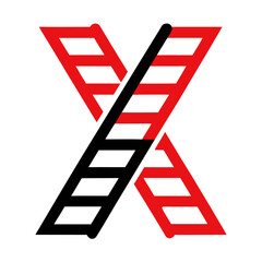 Two way ladder symbol icon on white background.