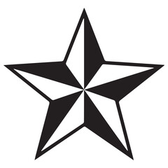 Obraz premium A classic five pointed star symbol with alternating black and white segments radiating from the center against a clean white background