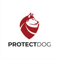 Modern Shield Logo Design Featuring a Stylized Husky Head with a Bold Sans-Serif Font for 