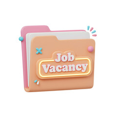A 3D rendering of a file folder highlighting a job vacancy, symbolizing potential career opportunities and employment searches.