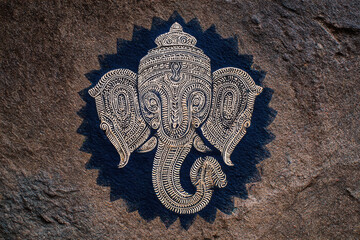 beautiful color painting of lord ganesha statue