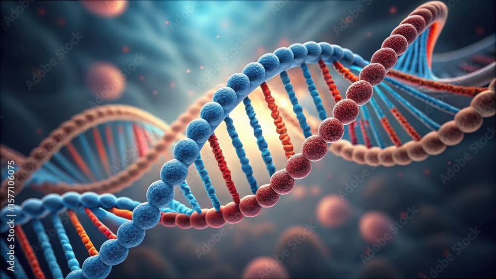Poster detailed visualization of dna helix structure with enzyme interaction