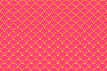 Abstract red pastel gold background with skin, scale, leather of snake, fish, dragon, reptile, mermaid. Seamless pattern of leather, skin, scale of fish, reptile, dragon, snake, mermaid