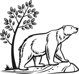 Polar bear on a branch vector illustration