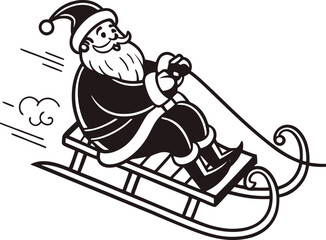 Santa Claus riding sleigh in winter snow scene