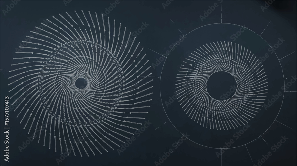 Poster swirling radial patterns on dark background abstract