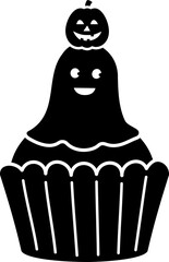 Halloween Cupcake Silhouette art isolated. 
Spooky Cupcake Icon for Halloween Party.
Black Halloween Treat Vector Illustration.
Transparent background. SVG file.

