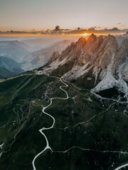 Passo Gardena at sunset