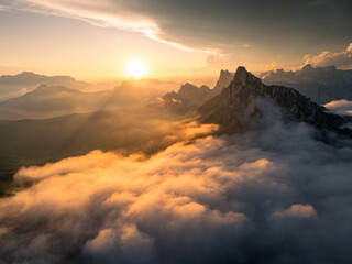 Passo Giau at a magical sunset in the Dolomites