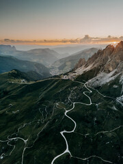 Passo Gardena at sunset