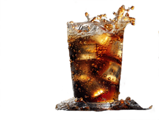 Ice cold soft drink full glass isolated on transparent picture