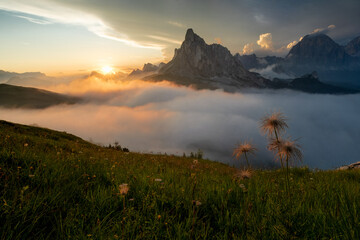 Passo Giau at a magical sunset in the Dolomites