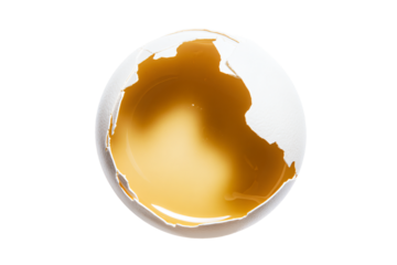a broken egg shell with a brown substance
