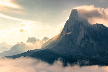 Passo Giau at a magical sunset in the Dolomites