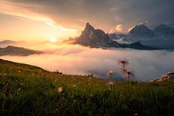 Passo Giau at a magical sunset in the Dolomites