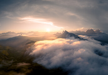 Passo Giau at a magical sunset in the Dolomites