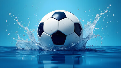 Naklejka premium soccer ball on water