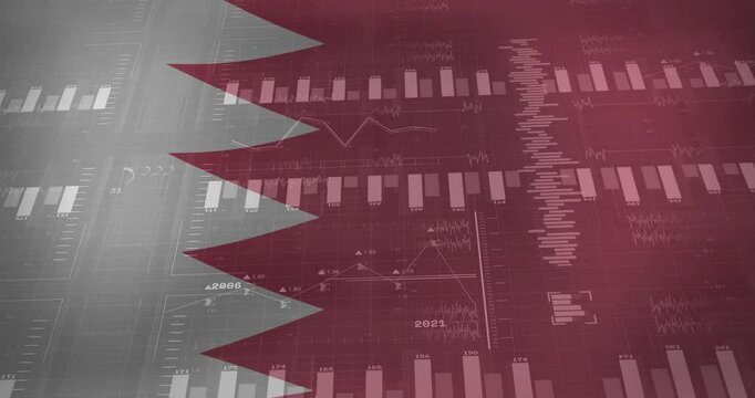 Beginning with bars emerging behind flag silhouette, sliding into red bars and revealing analytics