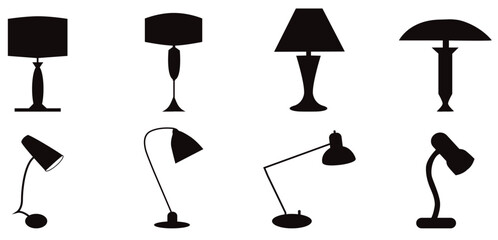 set of lamps silhouettes, Lamp Silhouettes Pack
set of lamp silhouette vector on transparent background. Vector illustration