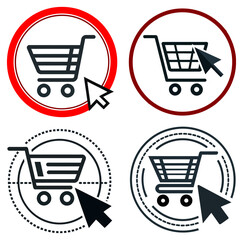 Online Shopping Cart Icon Digital Cursor Clicking E-commerce Button Web Design Concept