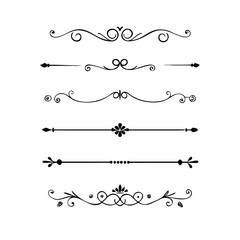 Obraz premium Vintage Text dividers, wedding decorative elements, ornament borders, hand-drawn line separators.Doodle Icon Sheet Set