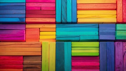 Wooden Blocks Shine in Rainbow Spectrum