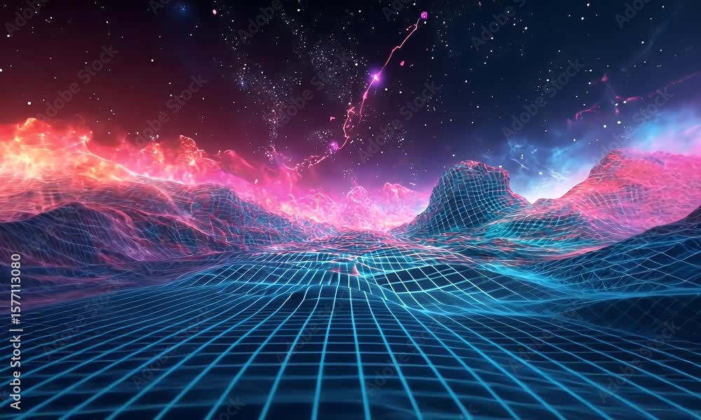 Aufkleber abstract digital line background with glowing dots and lines forming an illuminated gradient of blue