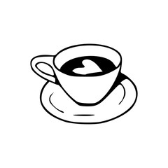 coffee cup with heart latte art clipart