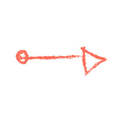 Vector scribble, bright red curved texture arrow pointing right