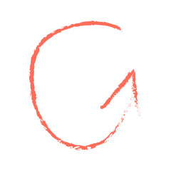 Vector scribble, bright red curved texture arrow