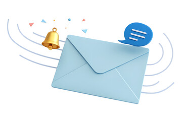 envelope with message , 
3D Mail Notification Bell Icon