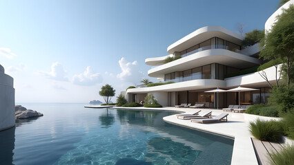 Fototapeta premium swimming pool and hotel
