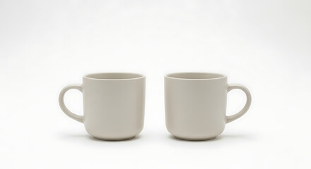 Obraz premium White ceramic coffee mug isolated on a white background, an empty blank single beverage object for hot morning breakfast tea or coffee