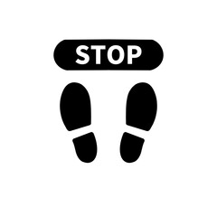 足元のSTOPサイン – Stand Here STOP Sign Icon