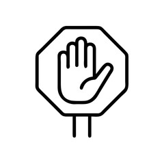 Obraz premium Stop hand signal in octagonal shape for warning and safety 