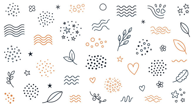 Delicate hand drawn doodle elements for creative design projects