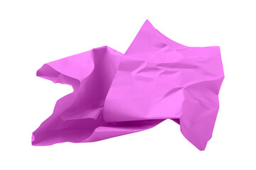 Pink crumpled paper isolated on transparent background	