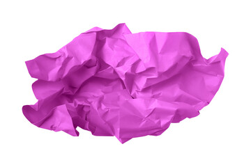 Pink crumpled paper isolated on transparent background	