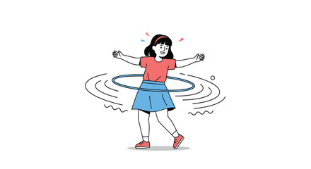 Fototapeta premium Young person actively engaged in hula hooping exercise for fun and fitness