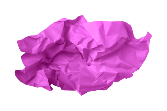 Pink crumpled paper isolated on transparent background	