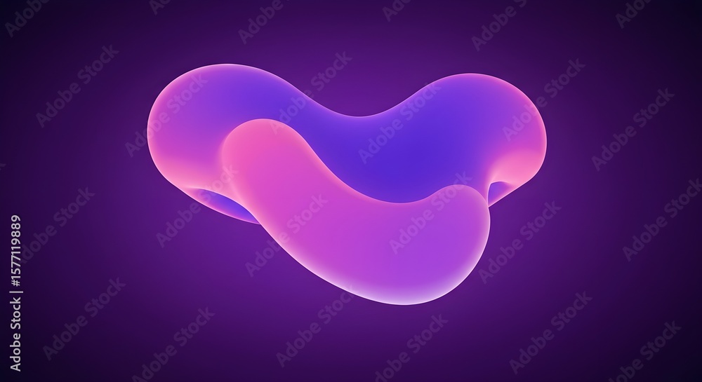 Fototapete abstract gradient metaball shape fluid purple and pink blob neon amoeba abstract background smooth b