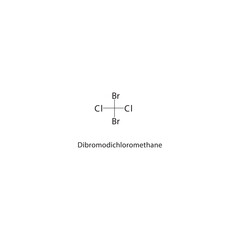 Fototapeta premium Dibromodichloromethane skeletal structure. Halogenated methane compound schematic illustration. Simple diagram, chemical formula.