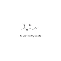Fototapeta premium 1,2-Dibromoethyl acetate skeletal structure. Halogenated ester compound schematic illustration. Simple diagram, chemical formula.